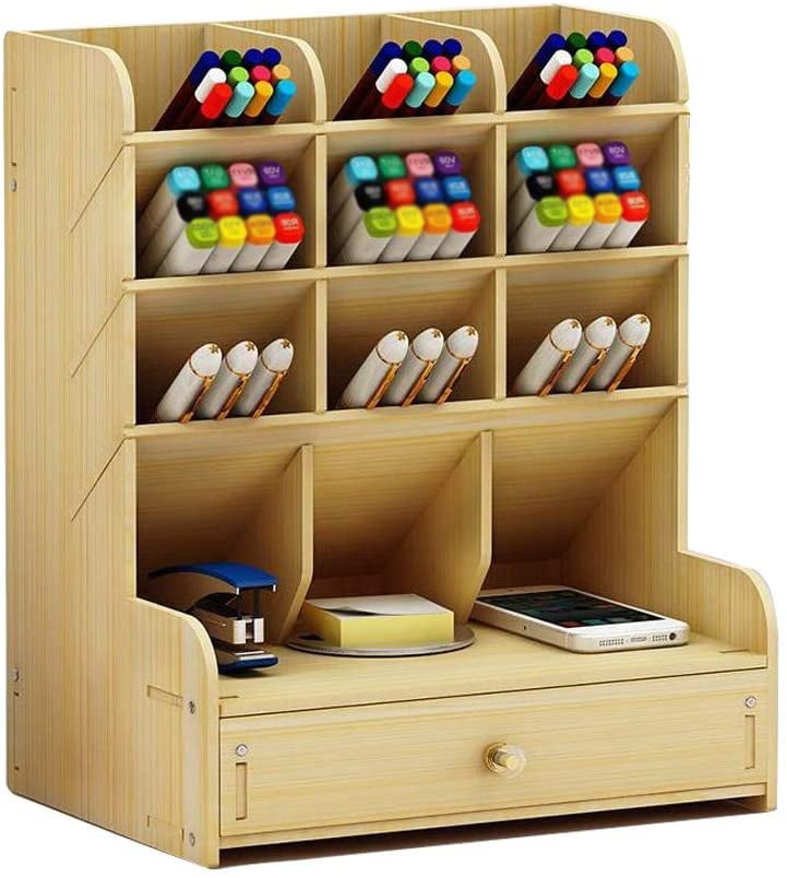 Wooden Desk Organizer Multifunctional Drawer Stationery Desk Storage Box Pen Holder for Home