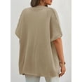 thumbnail image 2 of Women Oversized Cardigan Sweaters Short Sleeve Button Down Casual Lightweight Loose Knit Cardigans, 2 of 5