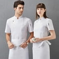 thumbnail image 4 of Cocinero de algodón Uniforme de manga corta Cocina de verano delantal Botones Trajes cómodos Camisas para hombres Suministros para hombres para restaurante L Inevent LF000328-02, 4 of 7
