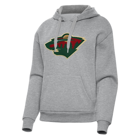 Women's Antigua Heather Gray Minnesota Wild Victory Pullover Hoodie