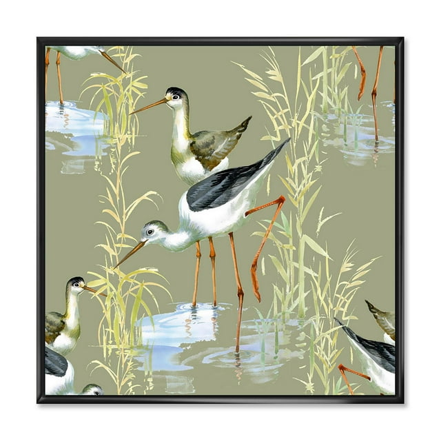 Designart Herons Birds In The Water FLOAT FRAME WALL ART