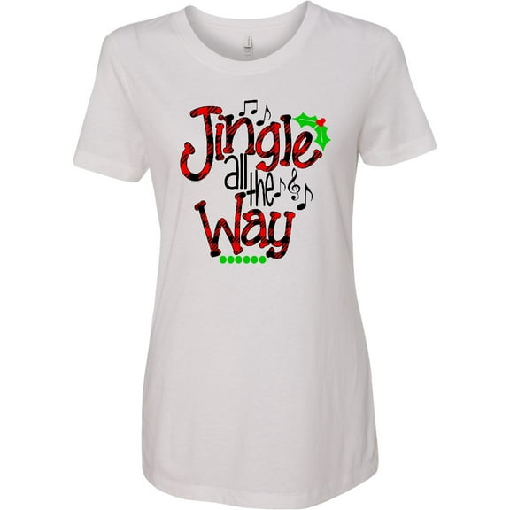 Inktastic Christmas Jingle All the Way with Music Notes and Holly Women's T-Shirt