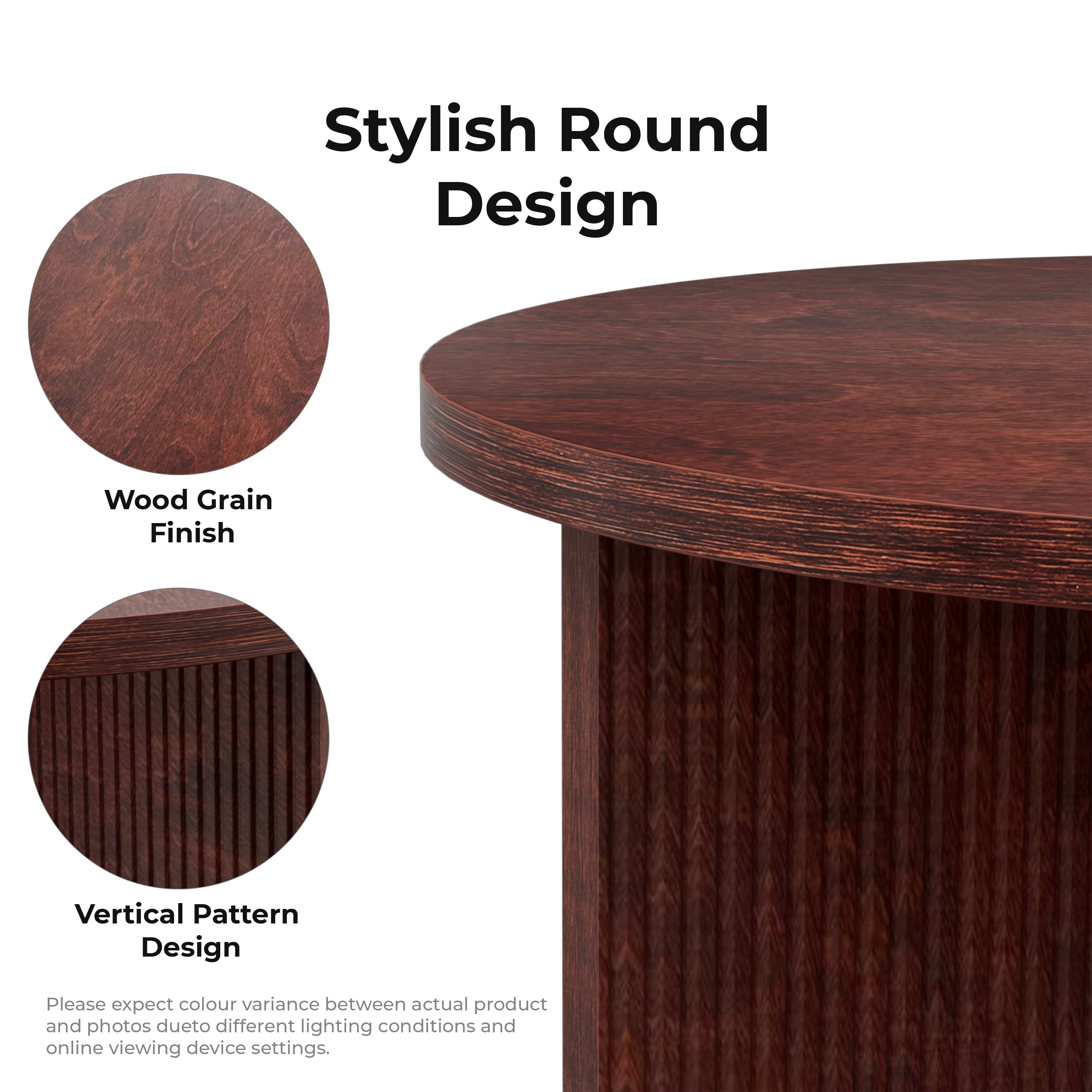 Noodeniya 35" Round Coffee Tables, Accent Tea Tables for Living Room, Burgundy