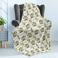 thumbnail image 4 of Exotic Soft Flannel Fleece Throw Blanket, Hand Drawn Tropic House with Watercolor Palm Trees Pattern on Striped Background, Cozy Plush for Indoor and Outdoor Use, 60" x 80", Multicolor, by Ambesonne, 4 of 5