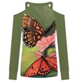 thumbnail image 5 of ICHUANYI Clearance Fashion Women Casual Long Sleeve Off-shoulder Halter V-neck Print Top Blouse(Green, XXL) ICHUANYI WER2023081501662, 5 of 5