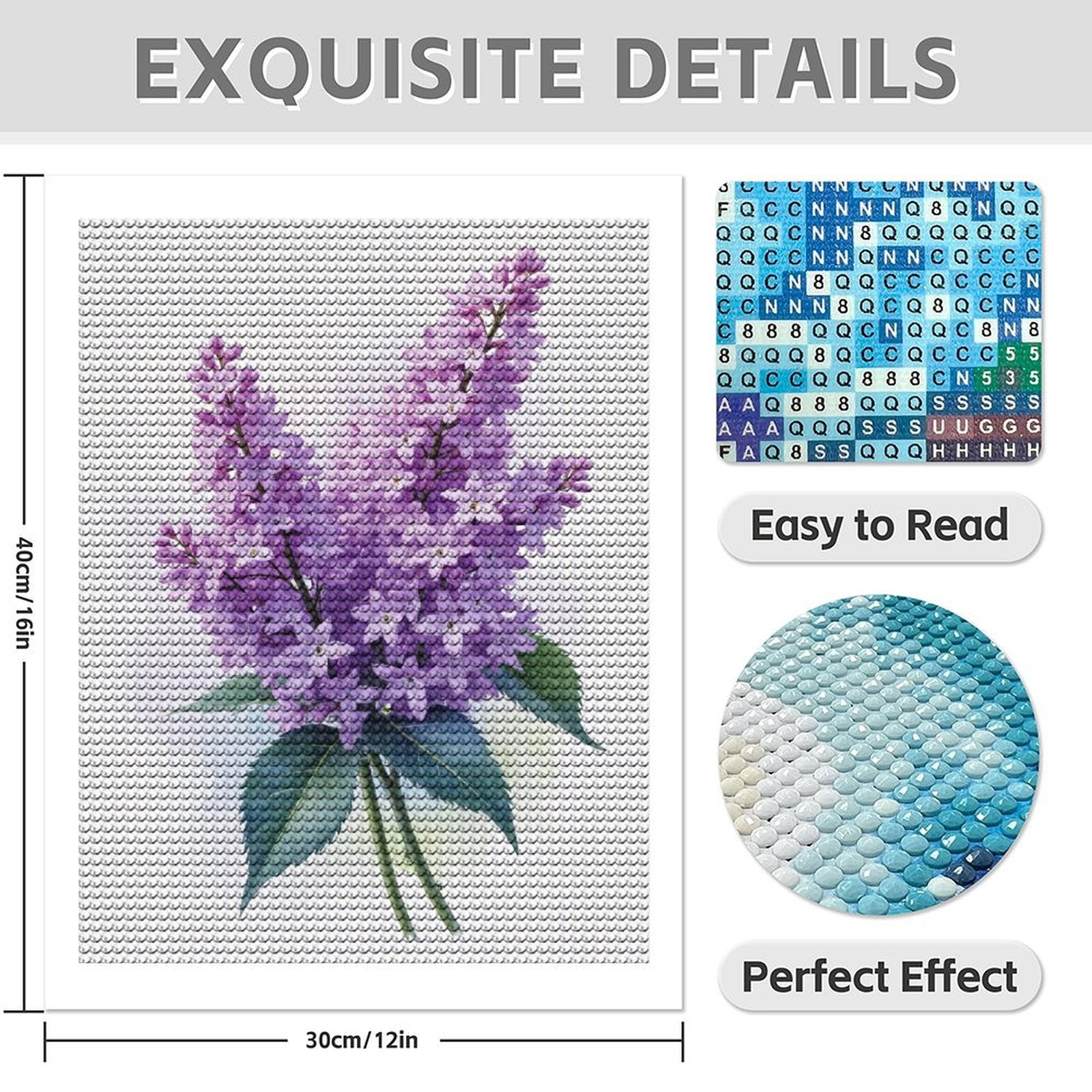 Diamond Art Kit for Adults, Lilac Blossoms Spring Bouquet Diamond Painting for Adults Beginners, DIY Diamond Art Painting Kits, 5D Diamond Painting Crafts for Home Decor 12x16 Frameless