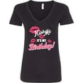 thumbnail image 3 of Inktastic Kiss Me Its My Birthday Women's V-Neck T-Shirt, 3 of 5