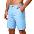 thumbnail image 2 of Resicozy Mens Stretch Short Slim Fit Flat Front Shorts Summer Cotton Casual Shorts with Pockets Light Blue M, 2 of 3