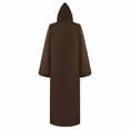 thumbnail image 4 of UTSJKR Mens Hooded Wizard Robe Cloak, Drawstring Neck Mid‑Long Outer Coat, Open Front Loose Robe for Medieval Cosplay Halloween Party Dress‑Up Outfit Coffee XXL, 4 of 5