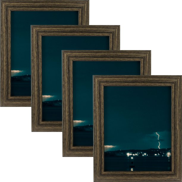 Craig Frames Bauhaus 125, Modern Black Tan Oak Picture Frame, 10x13 Inch, Set of 4