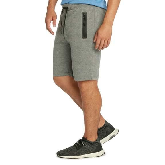 9 Crowns Men's Lightweight Athletic Shorts With Seam Sealed Zipper Pockets (Dark Grey, Small)