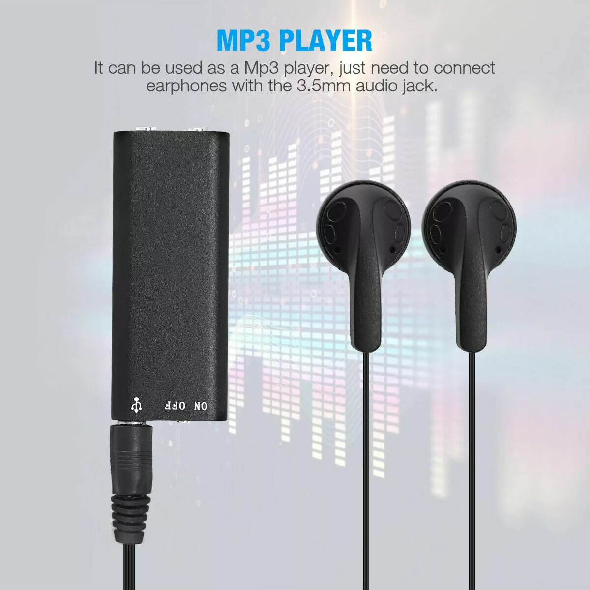 96 Hours Digital Voice Activated Audio Recorder Hidden Mini Audio MP3 Player US