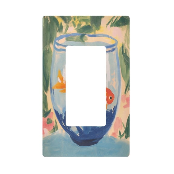Yayeee Rocker Switch Wall Plate 1-Gang 4.6"x2.9" Home Decorative Outlet Cover, Blue Goldfish Bowl