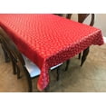thumbnail image 2 of Heavy Brocade Shiny Christmas Tablecloth Snowflakes Red, 2 of 3