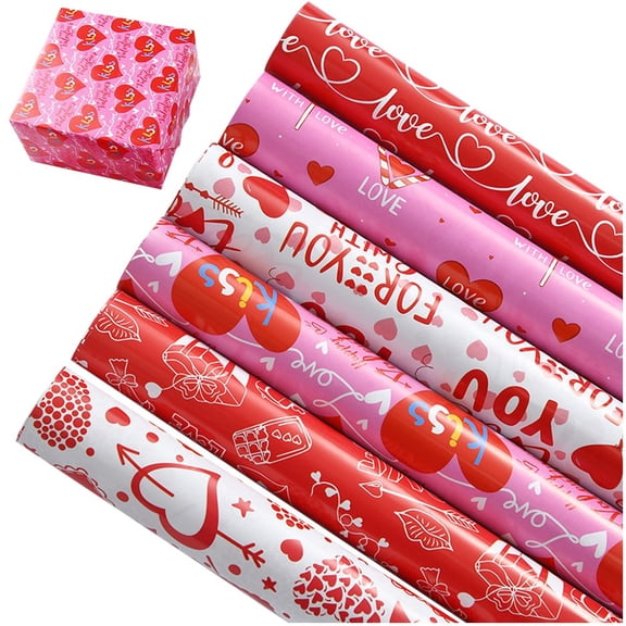 Gift Wrapping Paper 6Pcs/Set Love Heart Valentine's Day Gift Wrapping Paper Eco Gift Wrap for Valentines Anniversary Wedding