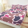 thumbnail image 3 of Feelyou Kawaii Pink Camouflage Queen Sheet Sets, Camo Abstract Ombre Flat Sheet, Vintage Fashion Style Queen Fitted Sheet, Lightweight Room Decor, 4pcs, 3 of 7