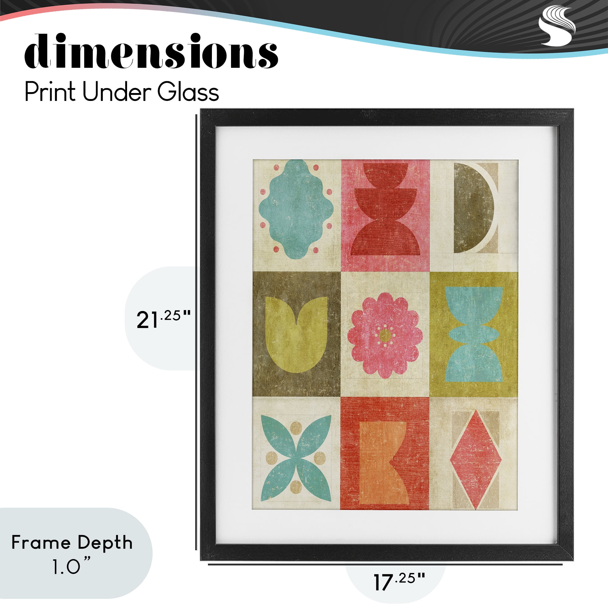 Stupell Industries Happy Dance Geometrics Black Framed Print Under Glass, design by Suzanne Nicoll