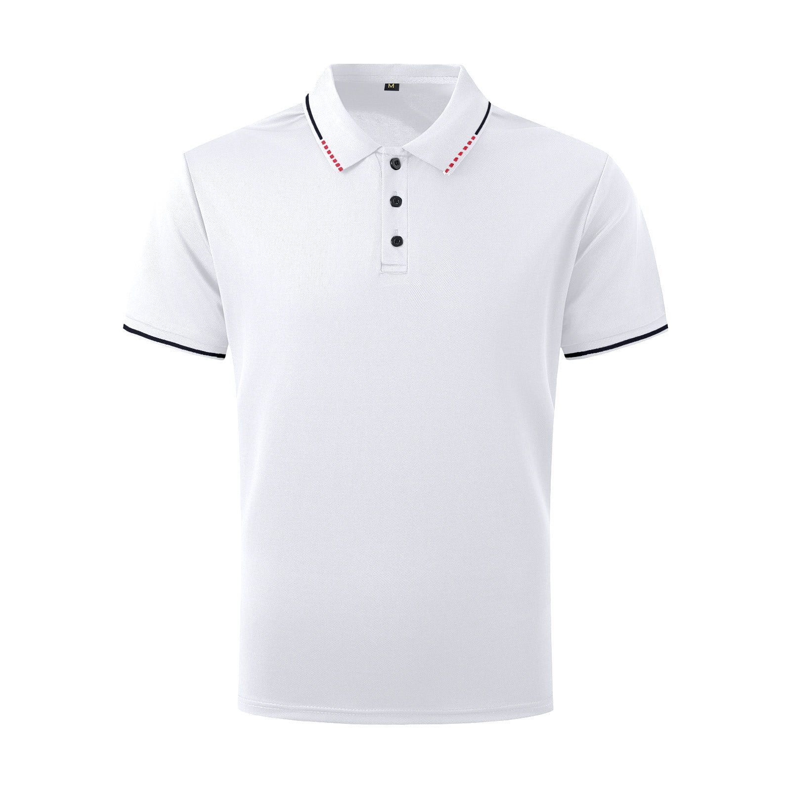Men's White Polo Shirts Summer Short Sleeve Work Collared