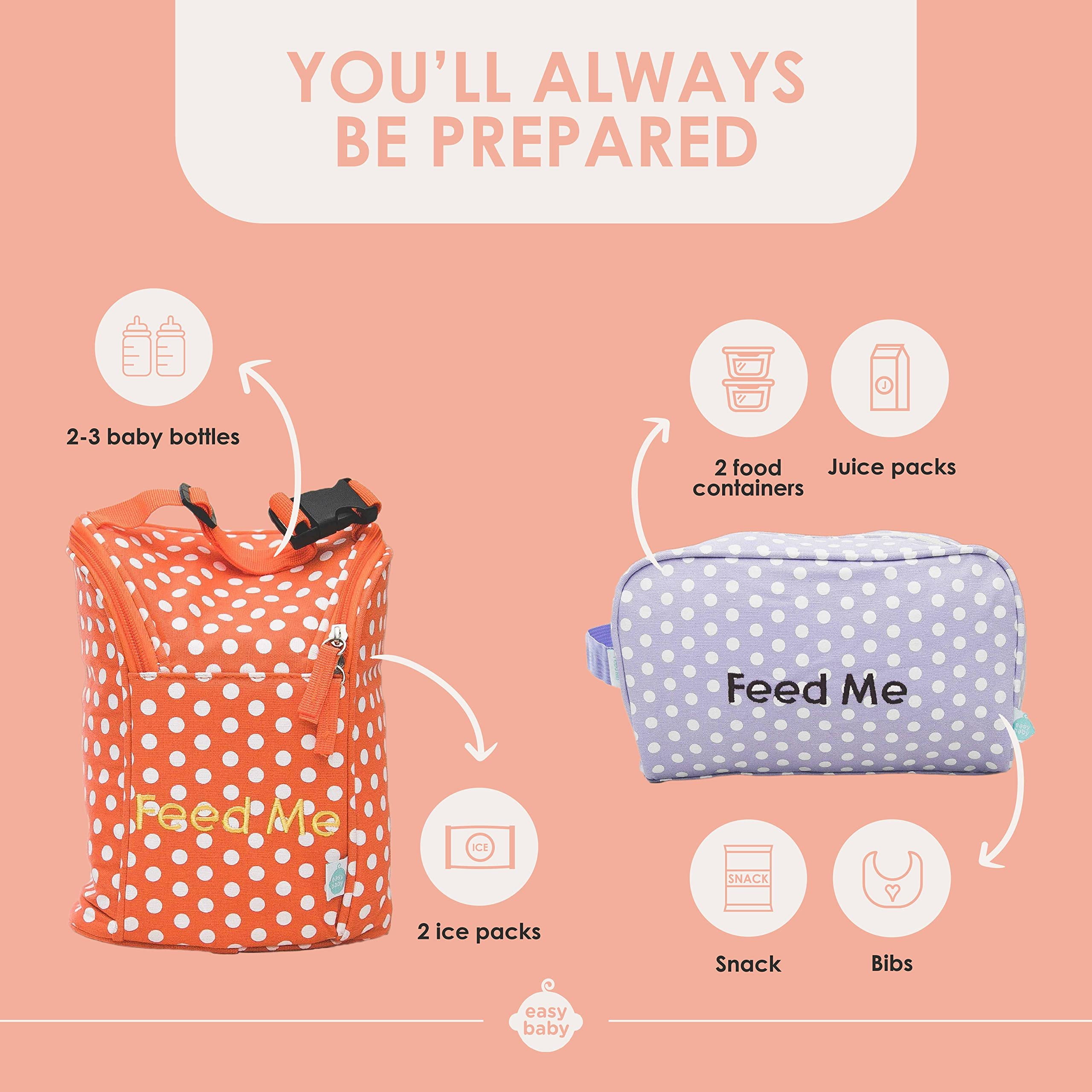 Easy Baby - Diaper, Bottle, and Supplies - Organizer Pouches - Change, Feed, and Dress Me 4 Pack Laguna  Organizing Packing Tote Cubes for Baby Items  Good for Travel and Keeping Organized