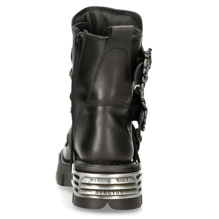 NEW ROCK 407-S1 Silver Cross BOOTS Black Leather Gothic Punk Biker