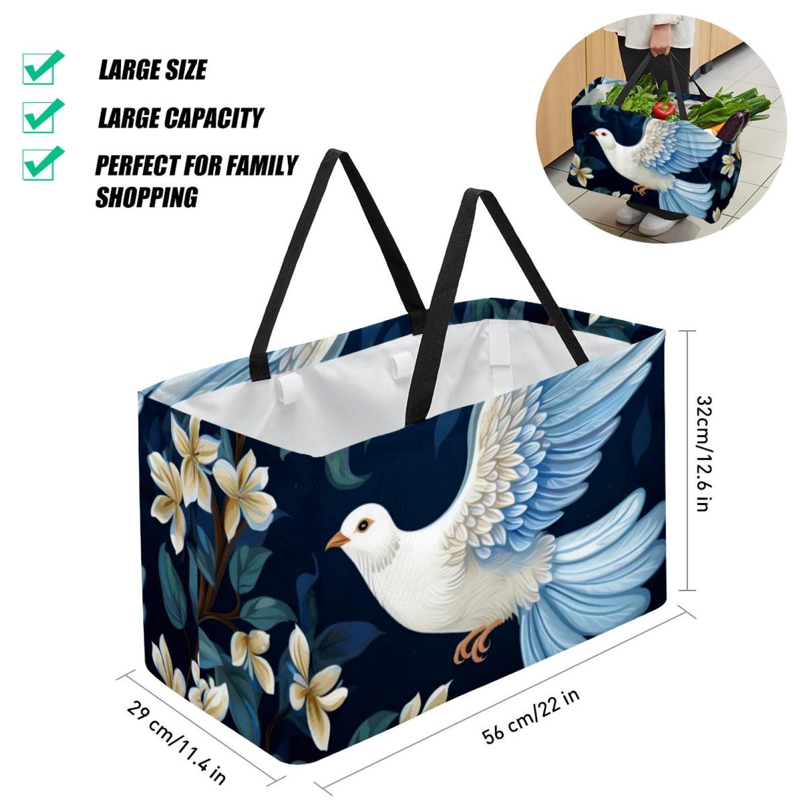 Capacity Reusable Oxford Cloth Laundry Organizer Cube Organizer Easter Basket Beach Bag Foldable Gray Color Home Organization Storage Bin Basket Bin Container with Handles for Bedroom, Bathroom