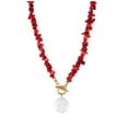 thumbnail image 1 of Decodeary Style Polyvalent Irrégulière Collier en Pierre pour les Femmes Chaque Occasion Déclaration Pièce Vintage Style Corail Rouge, 1 of 6