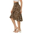 thumbnail image 4 of Unique Bargains Jupe Portefeuille à Volants Évasée Taille Haute Basse à Fleurs pour Femmes, 4 of 5