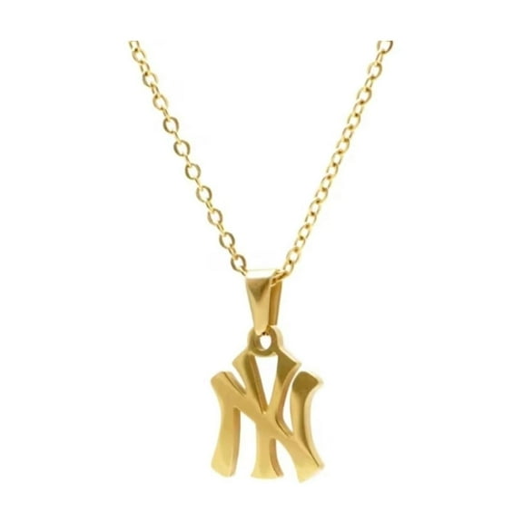 Uplift Us Marketplace New York Necklace 18K Gold Plated Stainless Steel Pendant Necklace Link Chain NY Pendant High Polished Finish Gift Idea