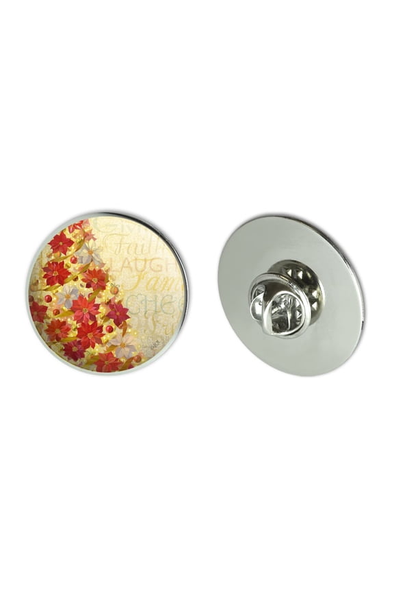 Christmas Holiday Tree Laughter Cheer Metal 1.1" Tie Tack Hat Lapel Pin Pinback