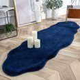 thumbnail image 2 of Soft Fluffy Faux Rabbit Fur Area Rugs, Indoor Decor Mat, 2 x 6 Feet, Navy Blue, 1 Pack, 2 of 5