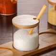 thumbnail image 3 of Glass Spice Condiment Jars Sugar Can Food Storage Containers with Bamboo Lid and Wooden Spoon for Serving Tea Coffee Spice, 3 of 6