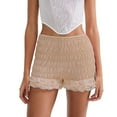 thumbnail image 2 of ABATAB Shorts for Women Ruffle Layered Lace Trim Smocked Shorts Cute Frill Ruched Dressy Pj Bottoms, 2 of 3