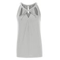 thumbnail image 3 of Camisetas sin mangas para mujer, blusas casuales de verano con cuello en forma de cerradura, blusas sueltas, 3 of 5