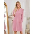 thumbnail image 4 of Women'S Autumn and Winter Loose V-Neck Pocket Casual Long Sleeve Home Clothes Dress with Pockets, 4 of 9