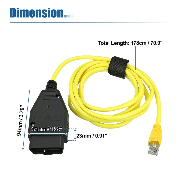 1 Set Enet OBD2 RJ45 Cable Ethernet Cable RJ45 Ethernet Connector Tools to  OBDII Interface Cable