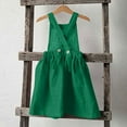 thumbnail image 6 of THDHVS Summer Dresses for Kids,Girls Casual Dresses,Kids Solid Color Linen Back Button Up Dress Suspender Skirt with Pockets Green 5-6 Years, 6 of 7