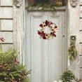 thumbnail image 3 of 11. Inch Winter Wreath for Front Door with Pinecones & Red Berries, Artificial Christmas Wreath with Hanging Ball Ornaments and Bow, Farmhouse Holiday Decor for Indoor Outdoor-1PCS, 3 of 4