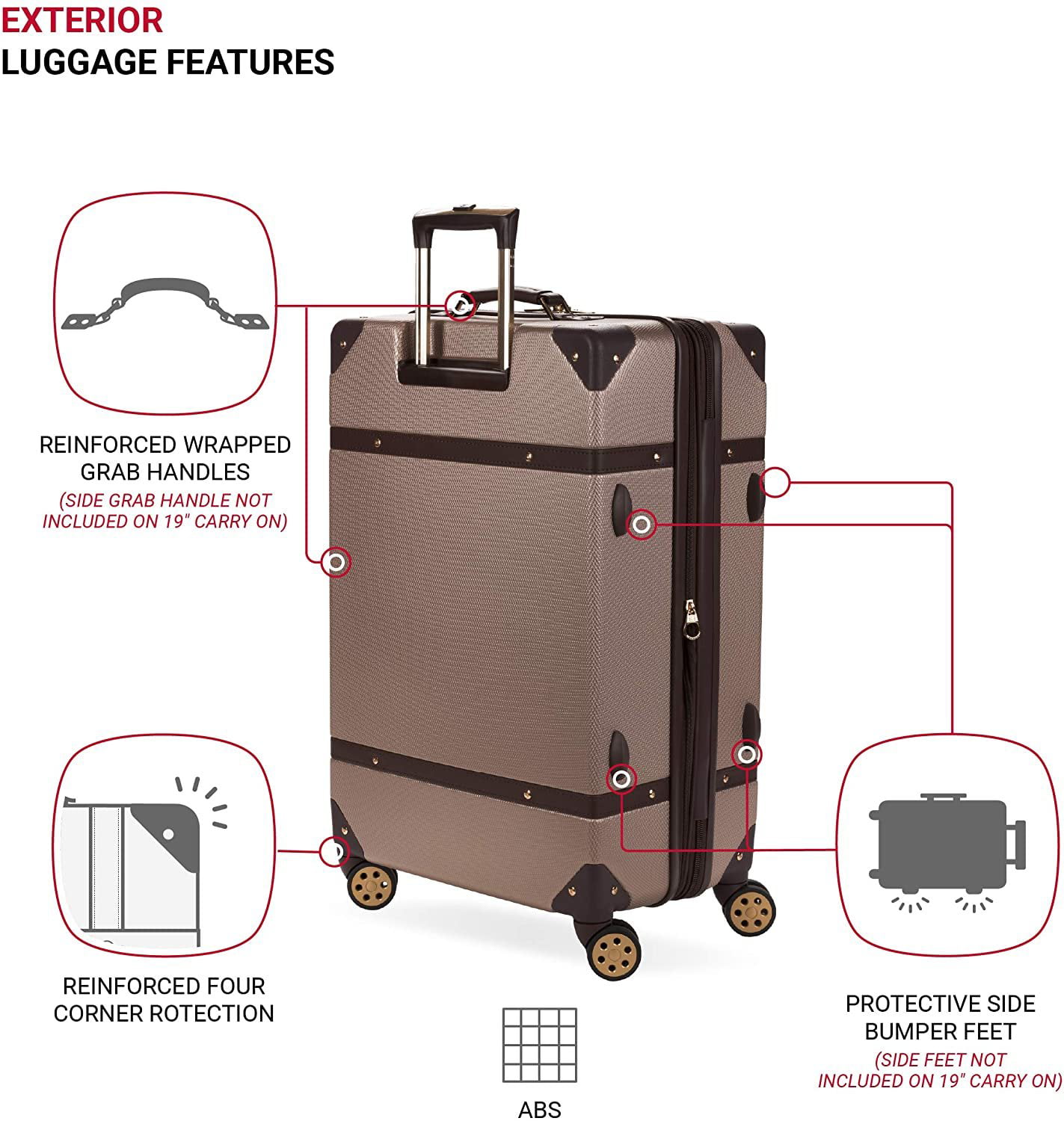 SWISSGEAR 7739 Trunk Blush, 2-Piece Set and Lock Bundle Hardside Spinner Luggage