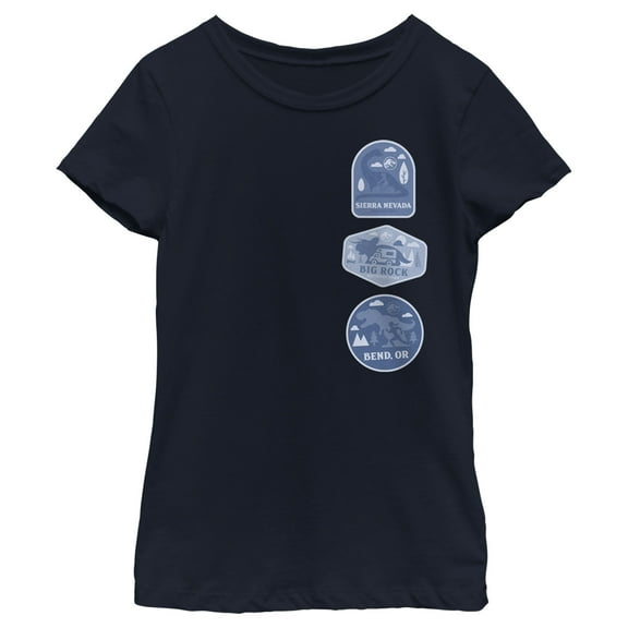Girl's Jurassic World: Dominion Destination Travel Dinosaur Badges  Graphic Tee Navy Blue X Small