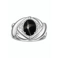 thumbnail image 3 of RYLOS Bagues pour Femmes Bague en Or Blanc 14K XOXO Câlins et Baisers Bague Pierre Précieuse 9x7 mm et Diamant Mars Saphir Étoilé Noir Bijoux pour Femmes Taille 10, 3 of 7