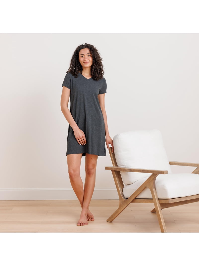 Fishers Finery Women's Organic Cotton & Rayon Sleep Nightgown Knit Dress  (Black, XXL) - Walmart.com
