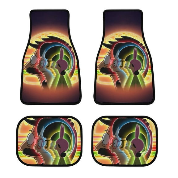 Bob's Burgers Car Floor Mats 4PC Set Anti Skid Vehicle Floor Mat Car Carpet for Front Rear Seats Universal Auto Interior Accessories