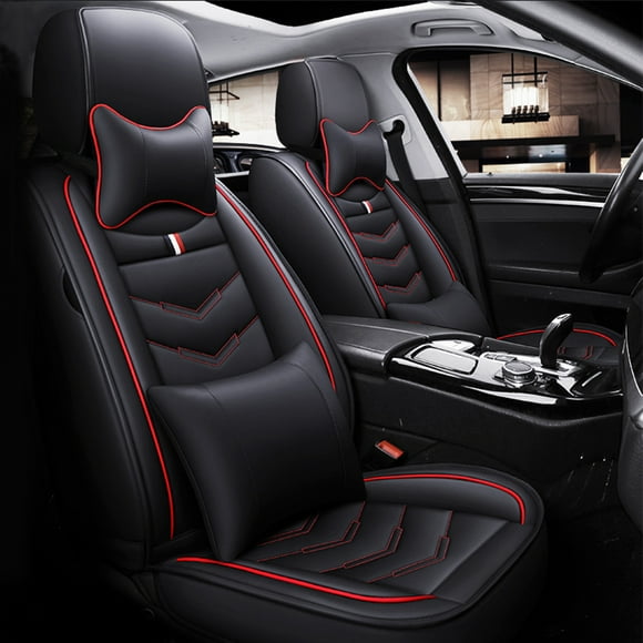 Tuqiang 2 Pcs Housse de Siège avant pour Mercedes-Benz pour Vaneo 2004-2012 2 Sièges Cuir Compatible avec Coussin Gonflable Imperméable Protecteurs de Siège avant Noir et Rouge
