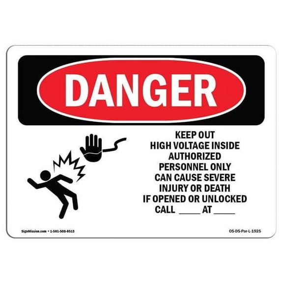 OSHA Danger Sign - Keep Out High Voltage |  Aluminum Sign | Protect Your Business, Construction Site, Warehouse & Shop Area |  Made in The USA