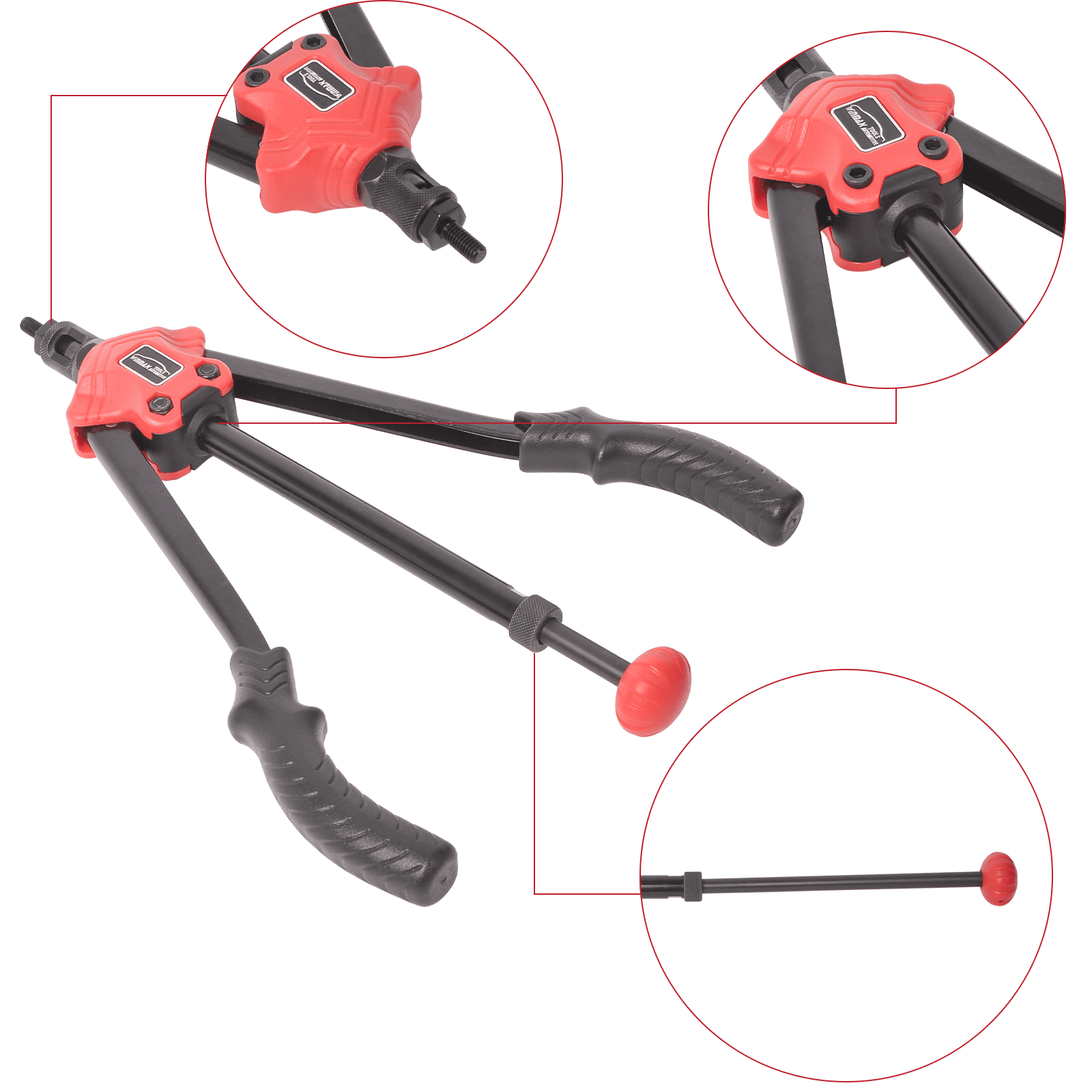 WINMAX 14 in Rivet Nut Tools Hand Rivet Setter Kit M5 M6 M8 M10 SAE Size Rivet Tool Sset