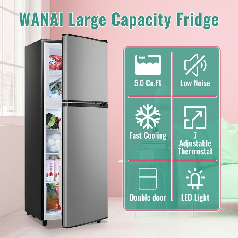 WANAI 5.0 Cu.ft Mini Refrigerator with Freezer 7 Settings