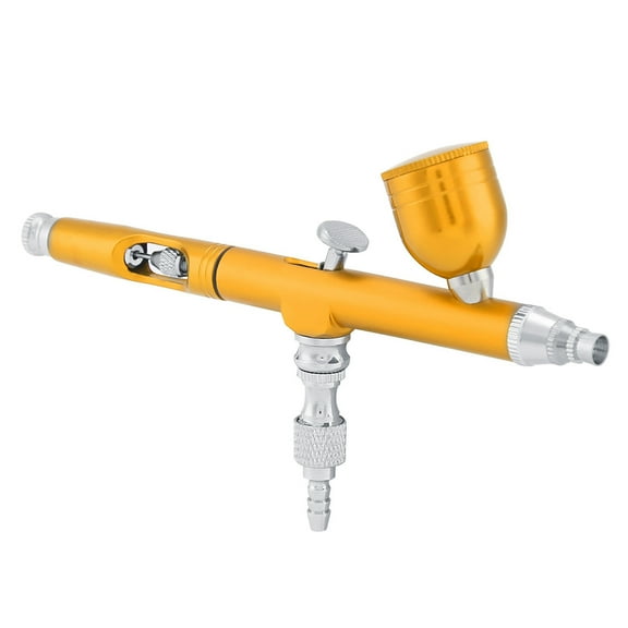 Dual Action Gravity Feed Airbrush Gun 0.3mm Spray Art Paint Tattoo Nail Tool Kit Professional tools[yellow]