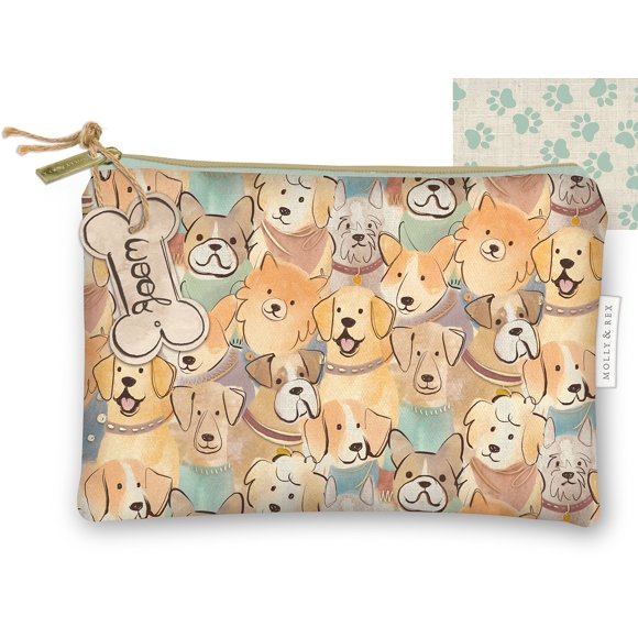 Punch Studio Molly Rex Pet Lover Pencil Utility Bag Case - Utility Cosmetic Bag Dogs