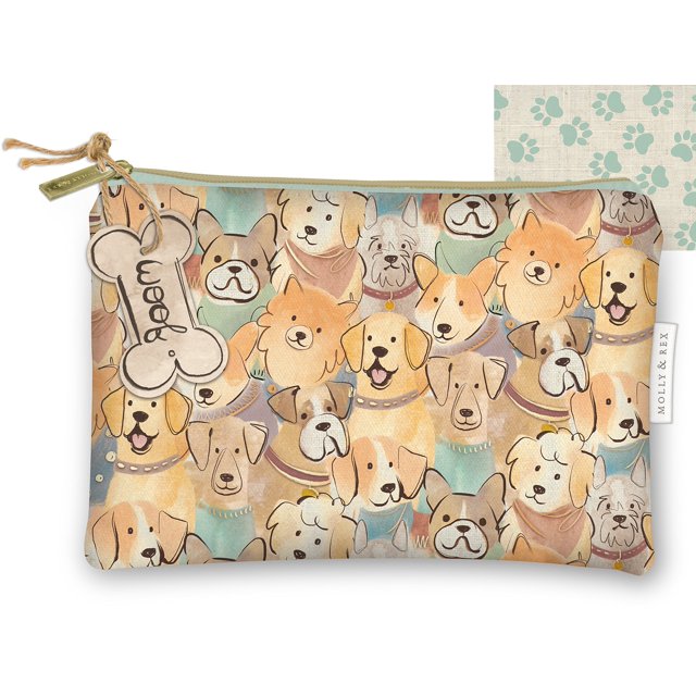 Punch Studio Molly Rex Pet Lover Pencil Utility Bag Case - Utility Cosmetic Bag Dogs