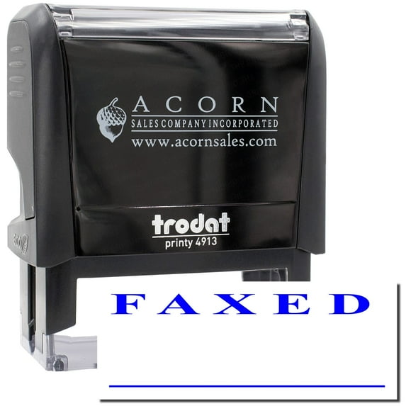 Large Self-Inking Two Line Faxed Stamp, Trodat Printy 4913, Press and Print Stamping, Impression Size 7/8" x 2-1/4", Up to 10,000 Impressions - Blue Ink